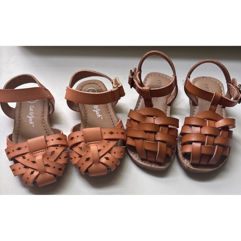 Toddler Girls' Set Of 2 Strap Sandals - Cat & Jack™/ Old Navy Tan/Brown‎ Size 5